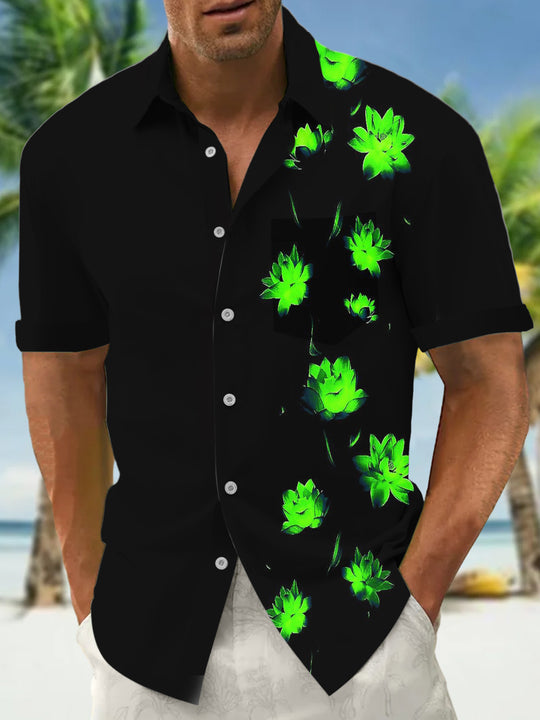 Men's floral print short sleeve shirt front view