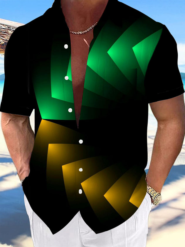 men's geometric print shirt front view