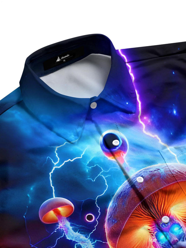 men's retro 70s print shirt side view
