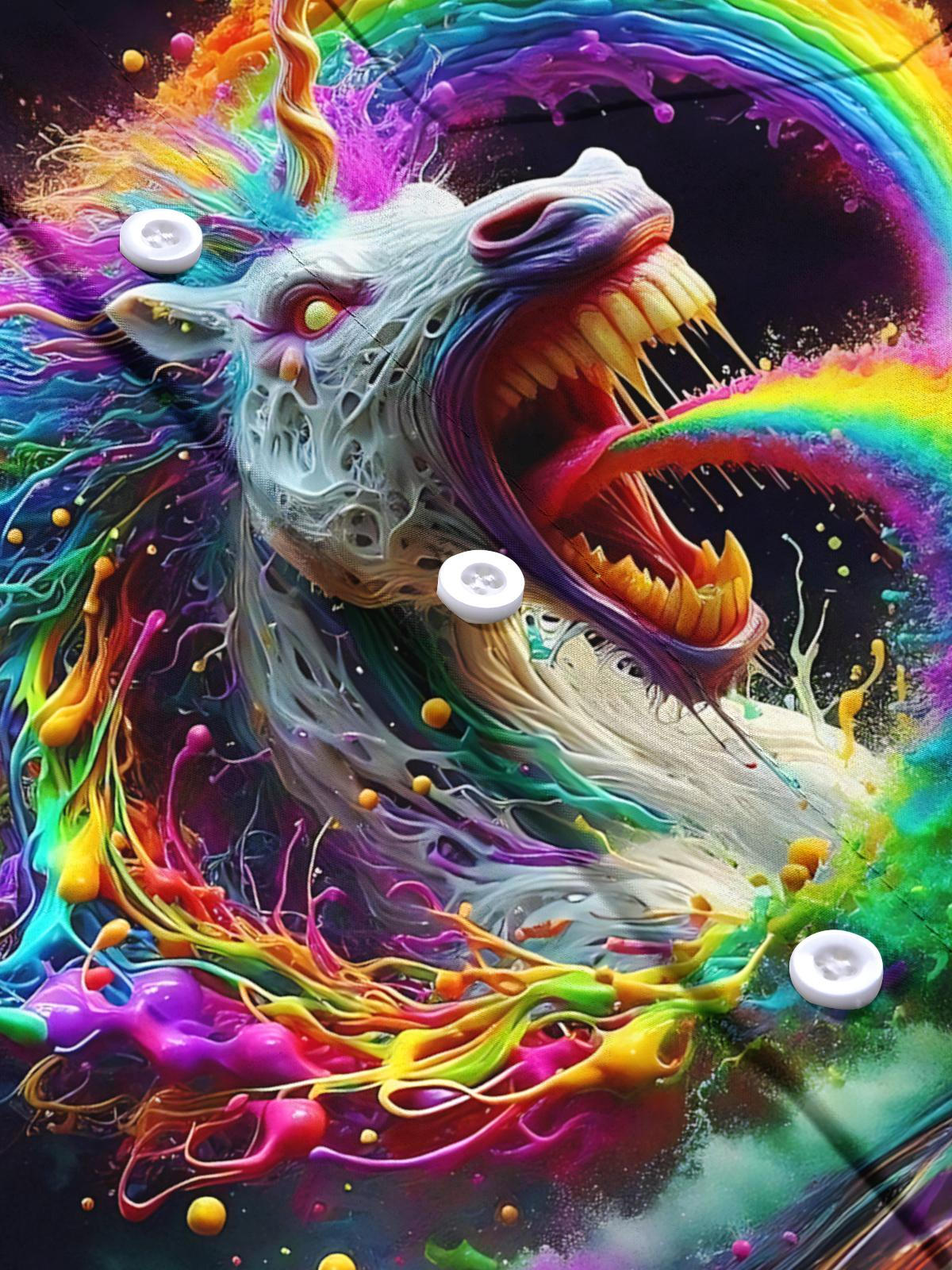 Unicorn Print Men's Pocket Short Sleeve Shirts