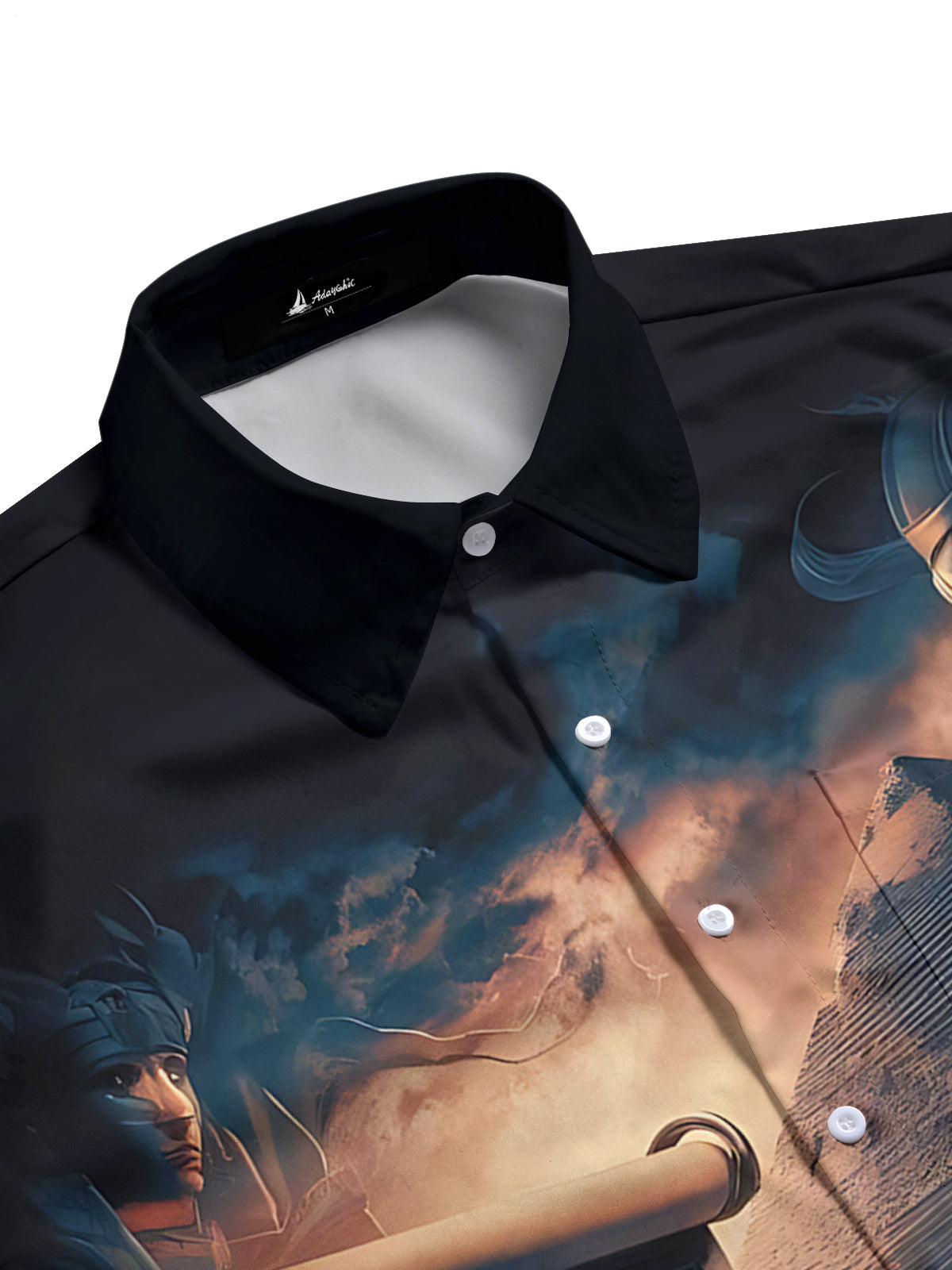 Vintage Scroll Pyramid Print Men's Pocket Long Sleeve Shirts