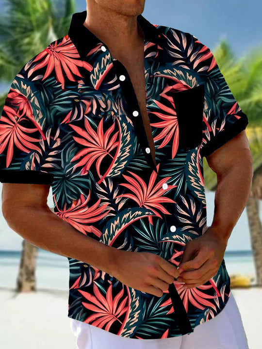 men's Hawaiian shirt front view tropical beach vacation