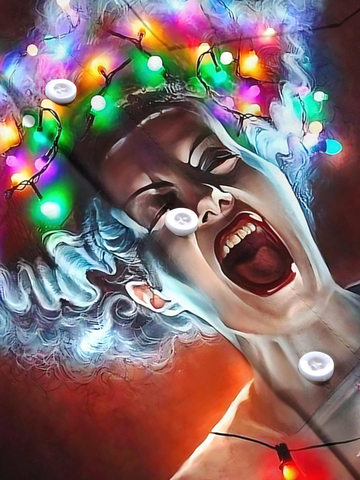 Christmas Lights Face Art Print Men's Pocket Short Sleeve Shirts