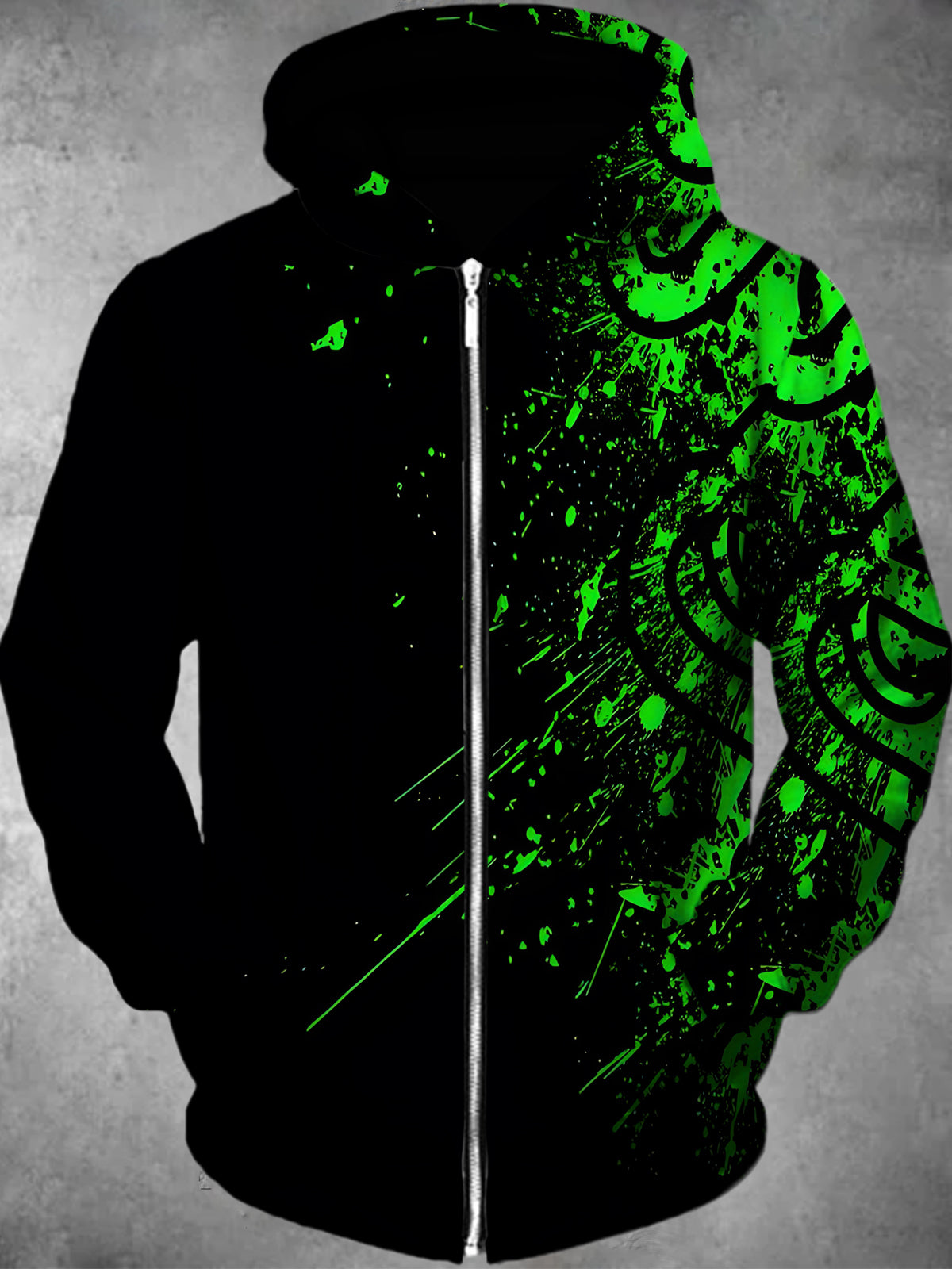 Tie Dye Long Sleeve Pocket Men's Zip Up Hoodies