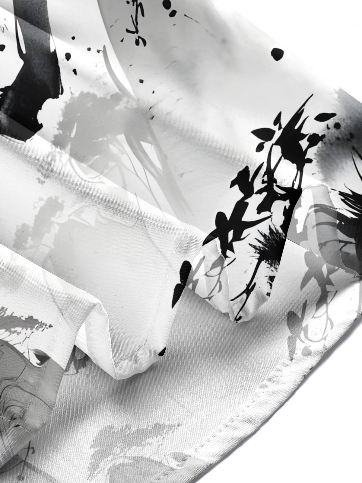 Plant Bird Ink Painting Art Print Men's Pocket Short Sleeve Shirts