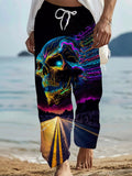 Skull Print Men's Casual Elastic Waist Pants