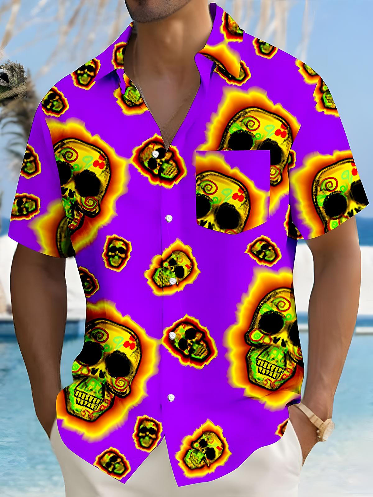 Skull Men's Pocket Short Sleeve Shirts