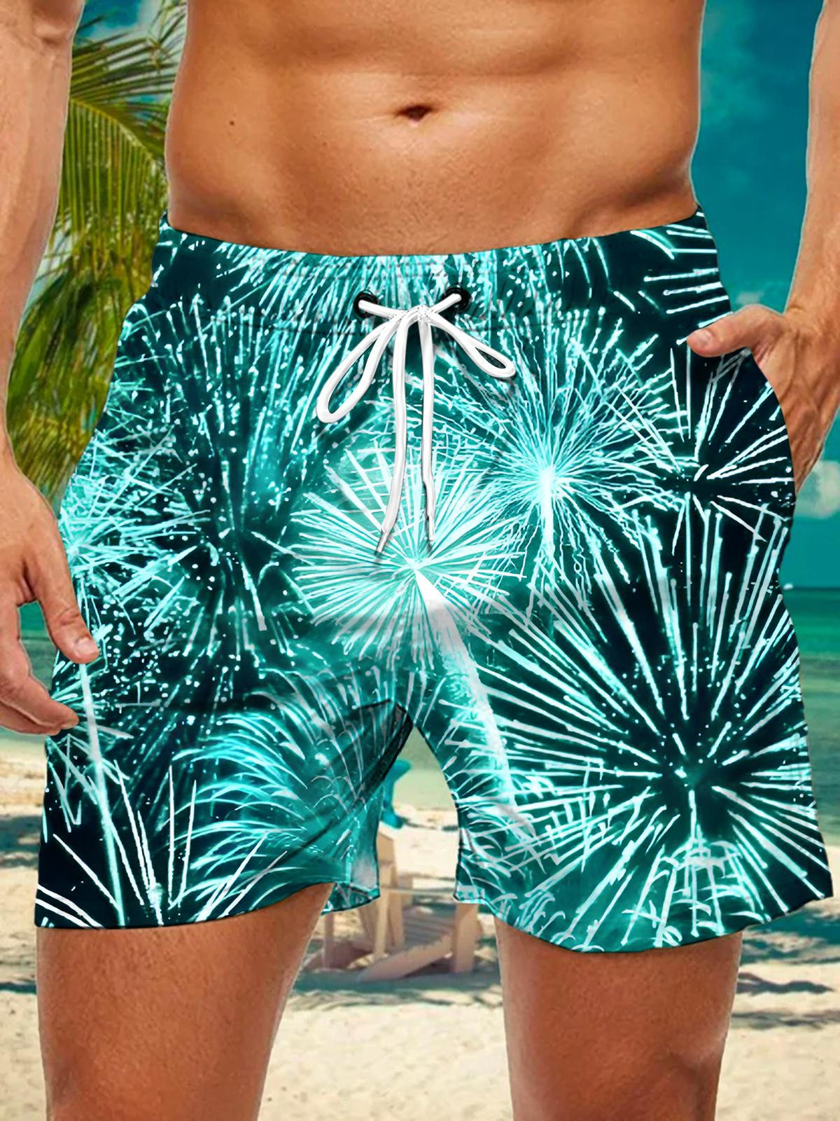 Fireworks Print Men's Print Pocket Shorts