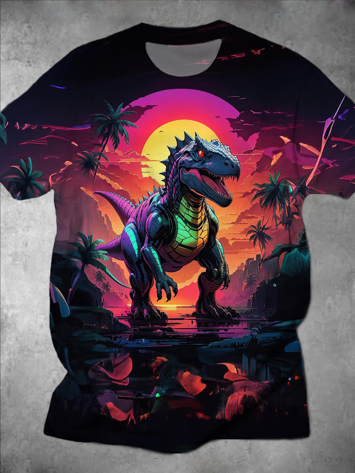 Dinosaur Round Neck Short Sleeve Men's T-shirt