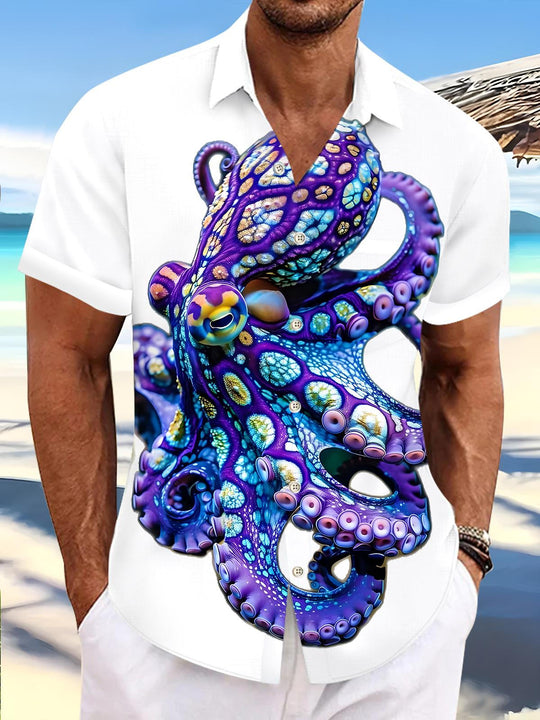 men's Hawaiian shirt front view tropical beach vacation