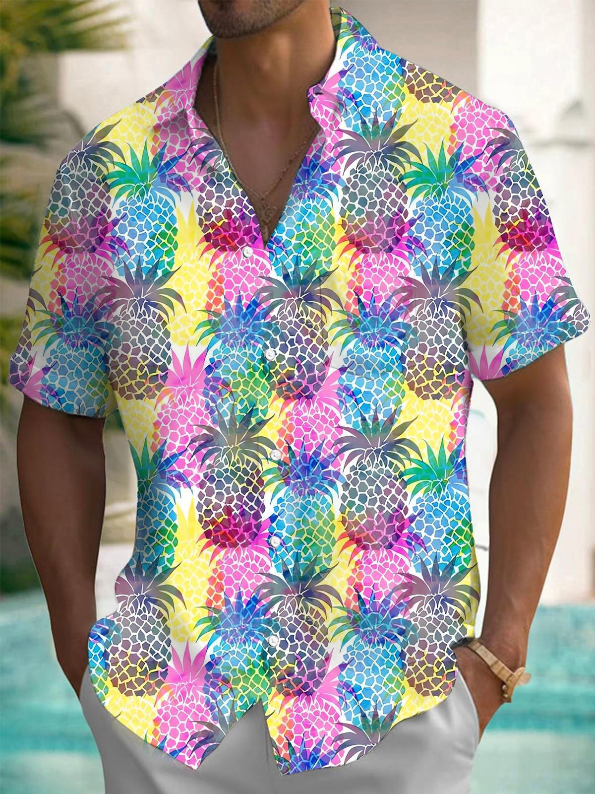 Pineapple Men's Pocket Short Sleeve Shirts