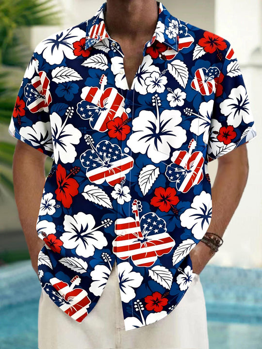 men's floral shirt front view Independence Day