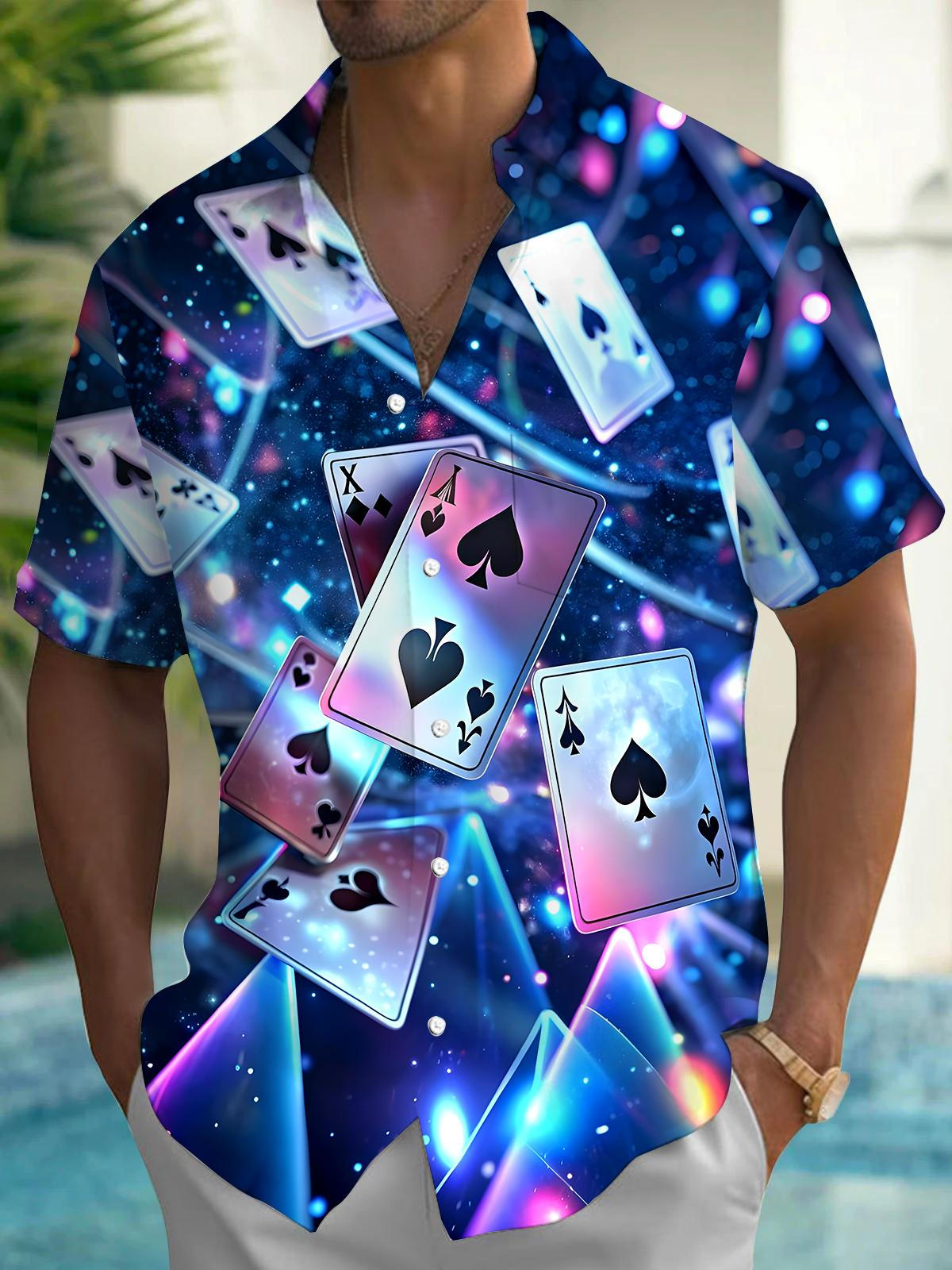 Poker Men's Pocket Short Sleeve Shirts