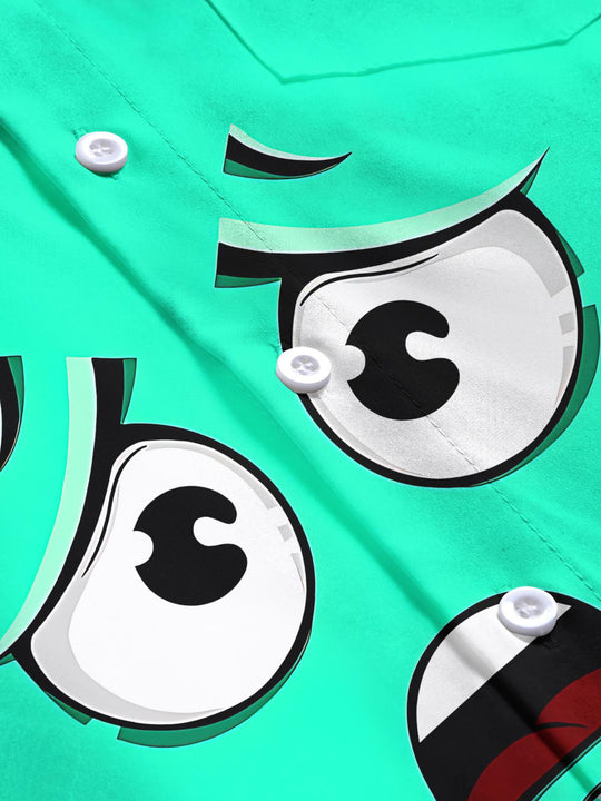 men's funny print short sleeve shirt flat lay pattern detail