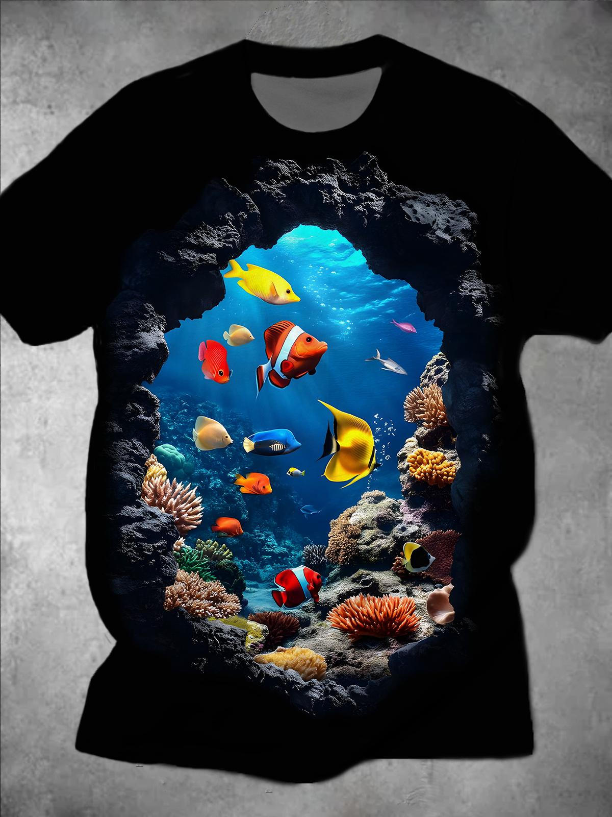 Marine Life Round Neck Short Sleeve Men's T-shirt