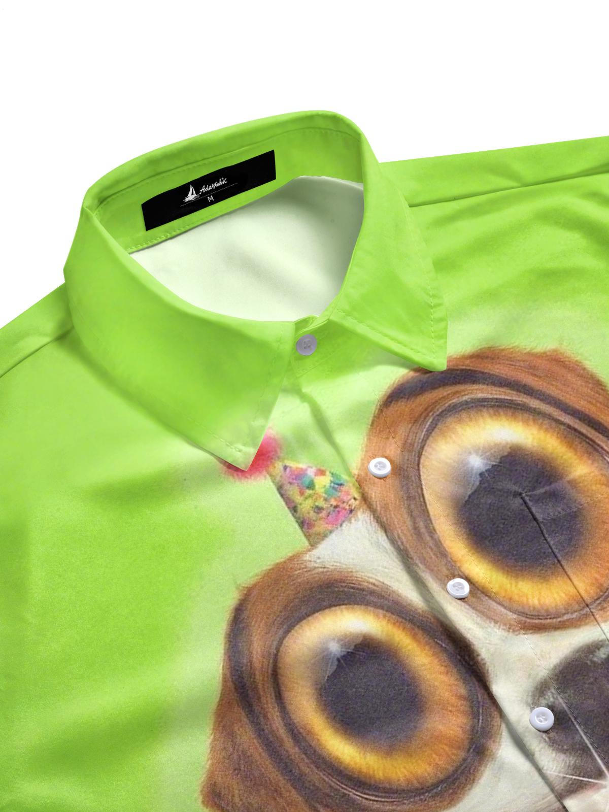 Funny Dog Print Men's Pocket Short Sleeve Shirts