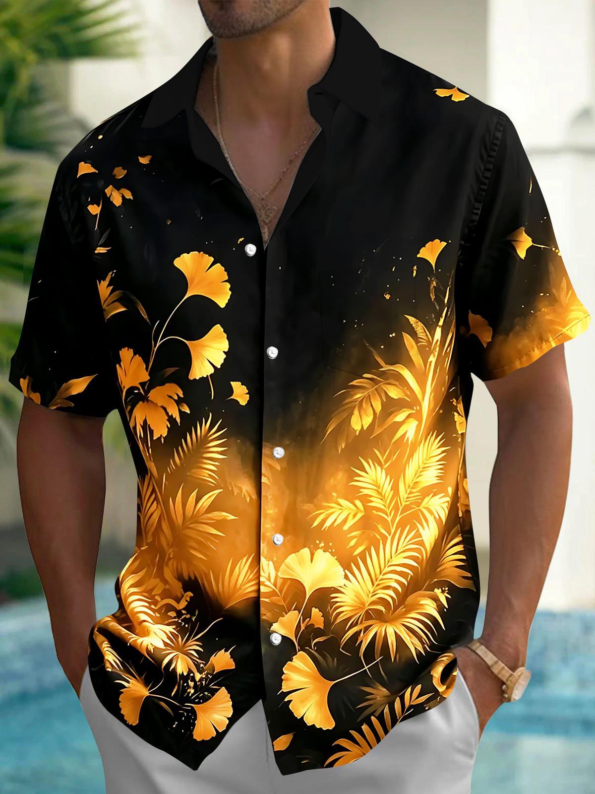 Hawaiian Leaf Men's Pocket Short Sleeve Shirts