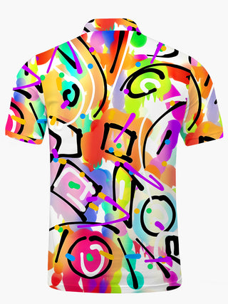 Men's tie dye short sleeve polo shirt back view