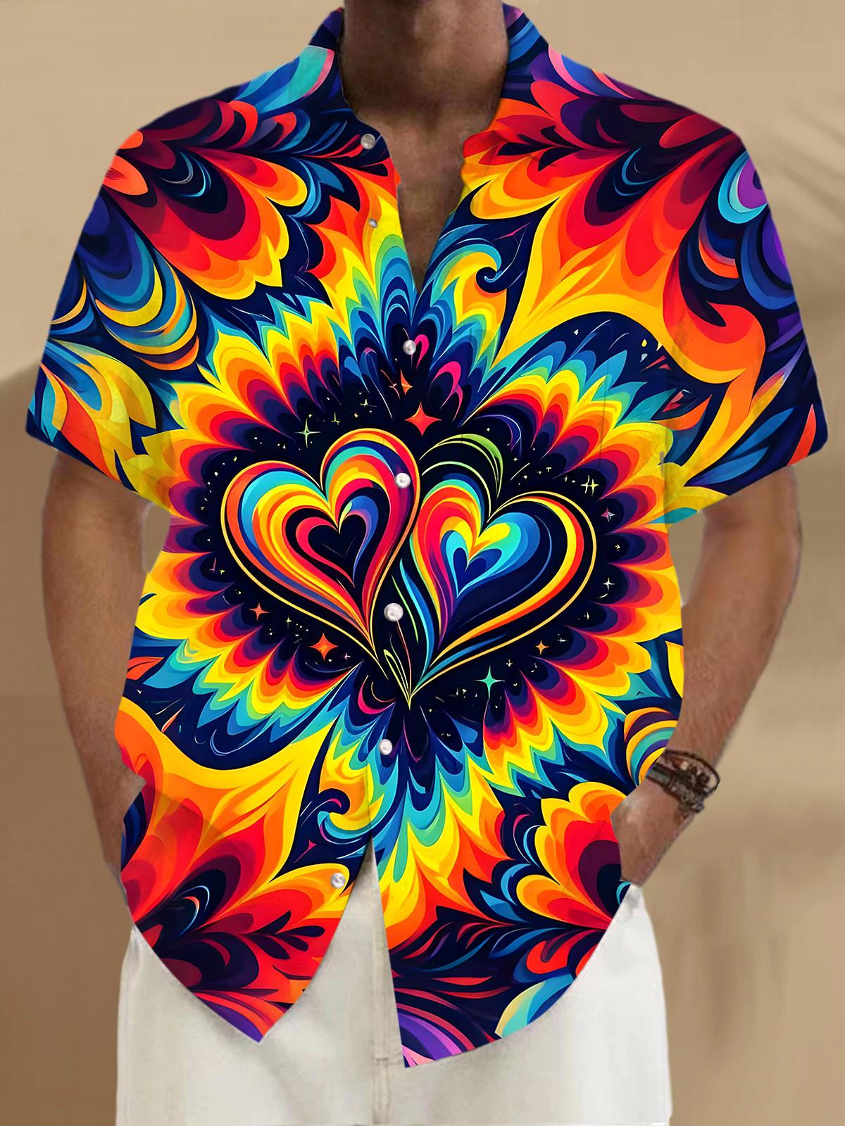 Heart Men's Pocket Short Sleeve Shirts