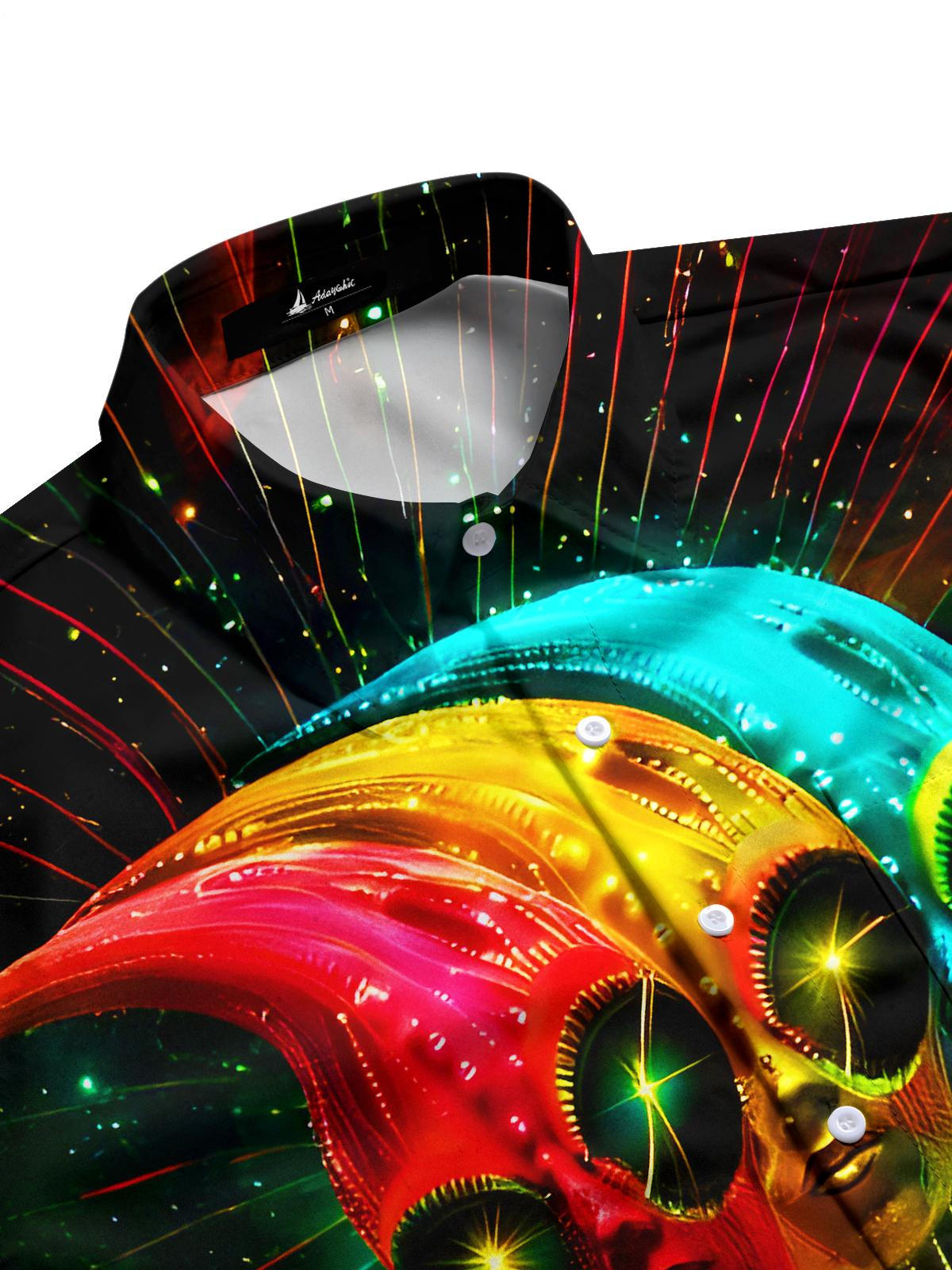 Fun Psychedelic Aliens Men's Pocket Short Sleeve Shirts