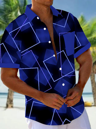 men's geometric print shirt front view