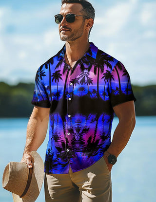 Adaychic Hawaiian Shirt for Men Palm Tree Short Sleeve Button Down Beach Shirts Summer Tops for Party Dating Travel Vacation reliable