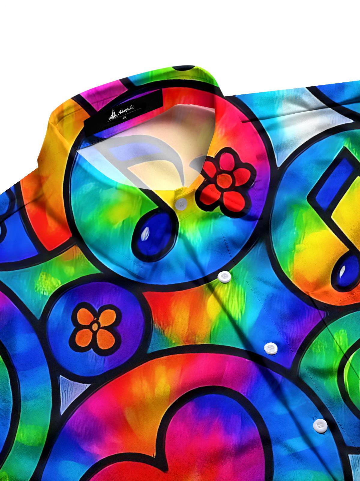 Hippie Art Print Men's Pocket Short Sleeve Shirts