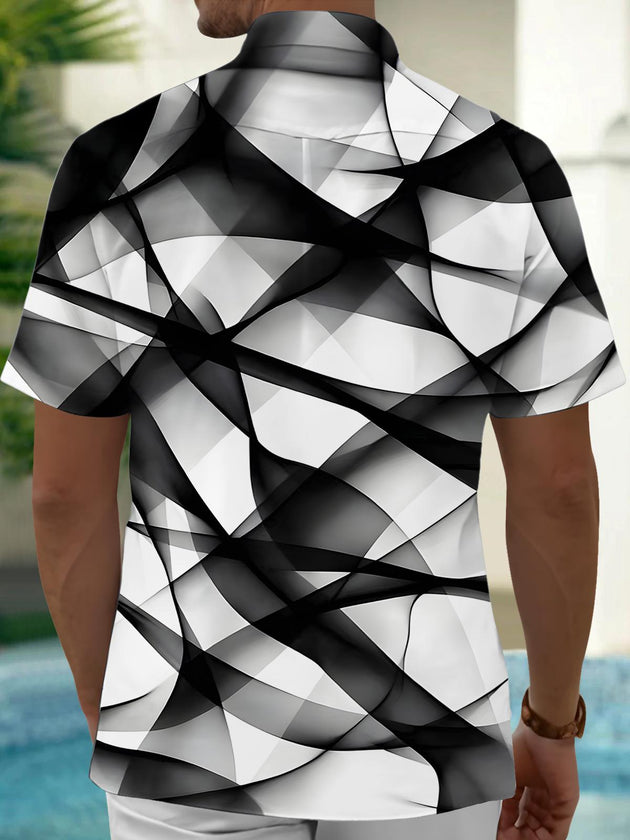men's geometric print shirt back view