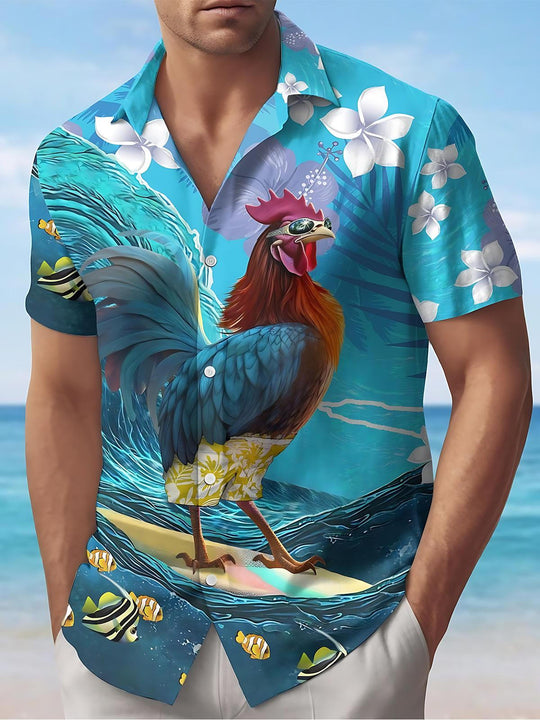 men's Hawaiian shirt front view tropical beach vacation