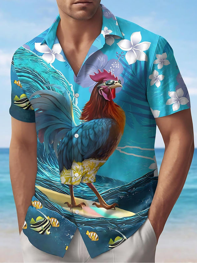 men's Hawaiian shirt front view tropical beach vacation