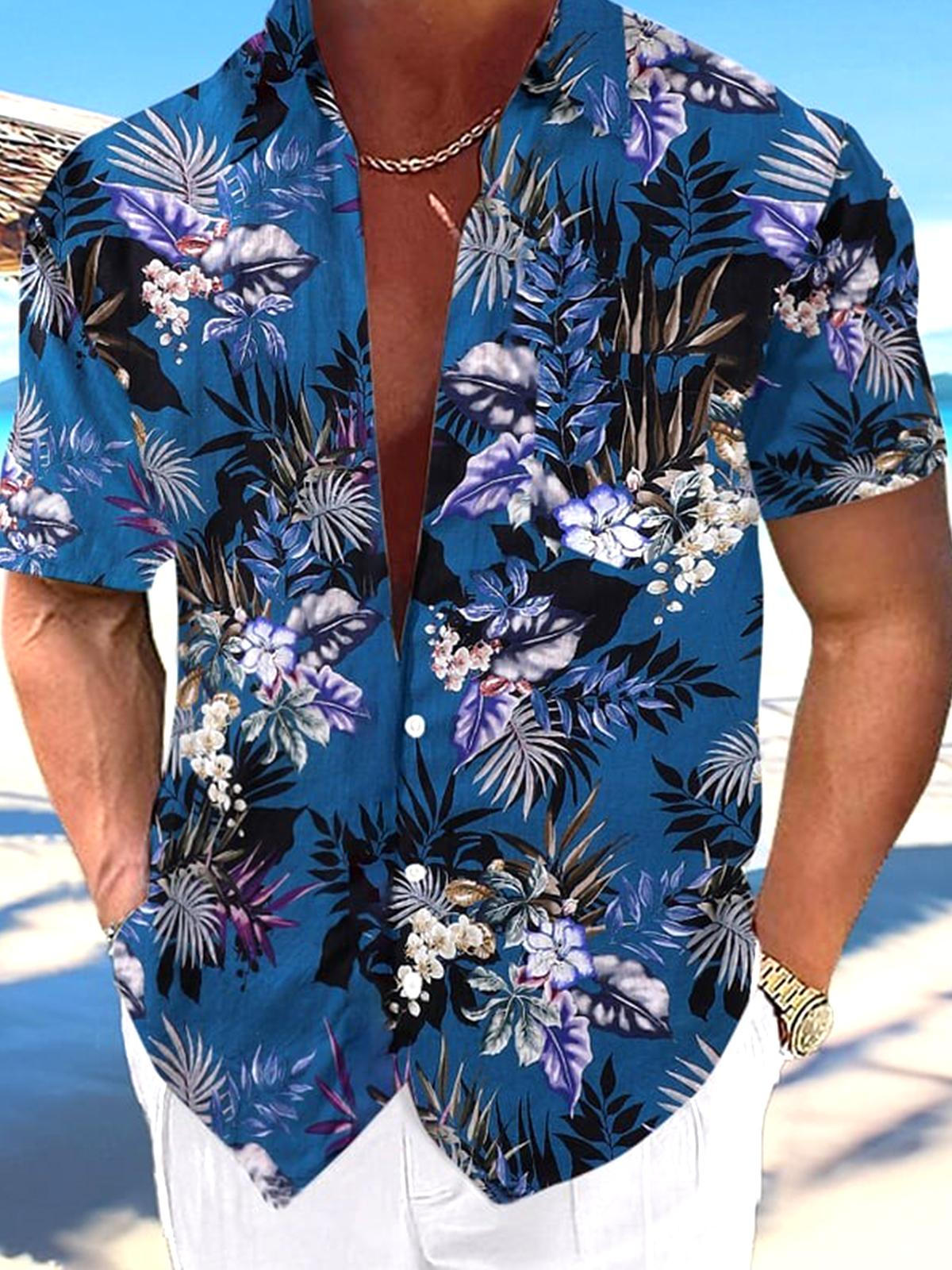 Floral Men's Pocket Short Sleeve Shirts