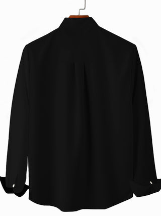 Men's music print cat musical notes long sleeve shirt back view