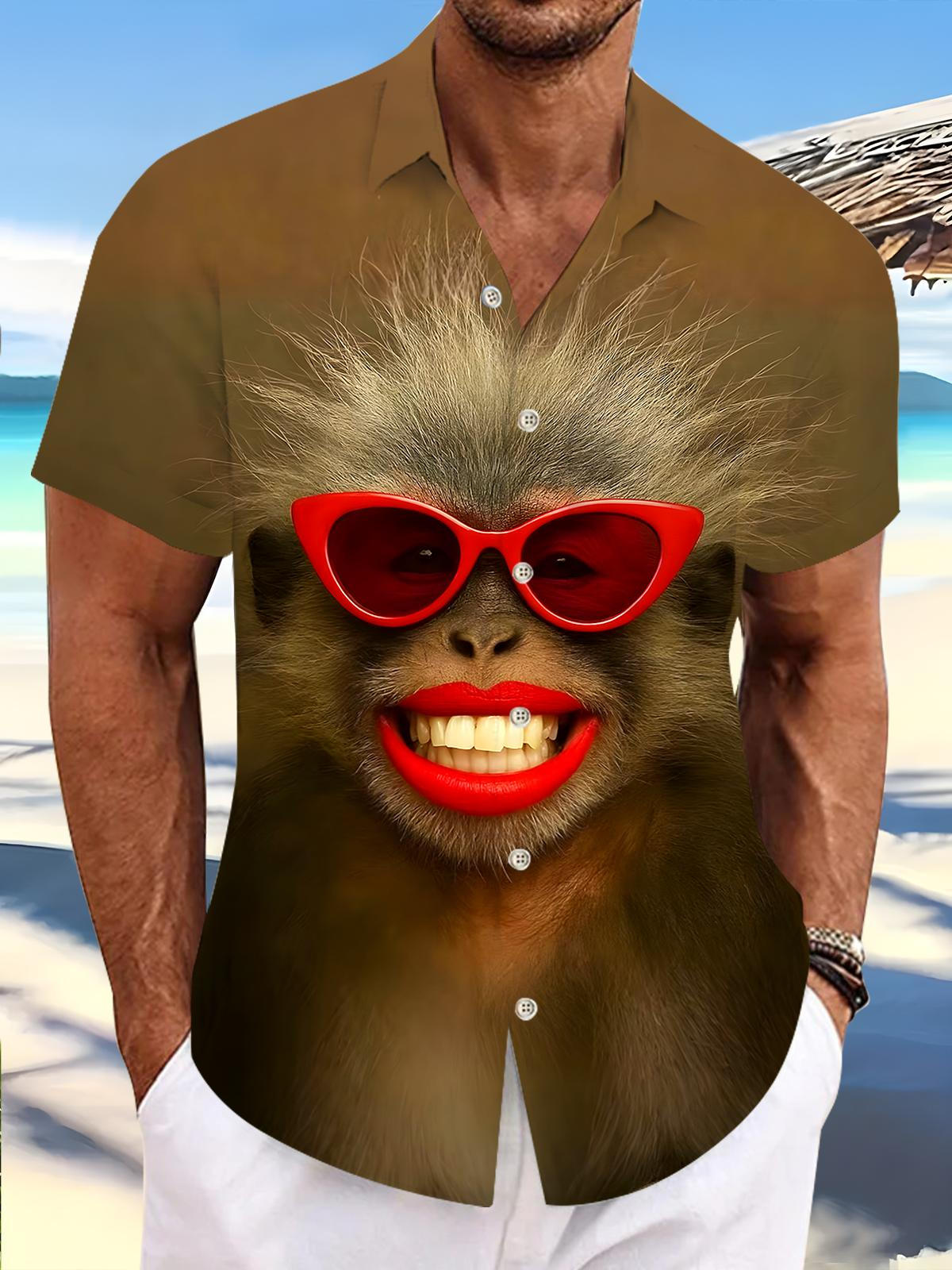 Monkey Men's Pocket Short Sleeve Shirts