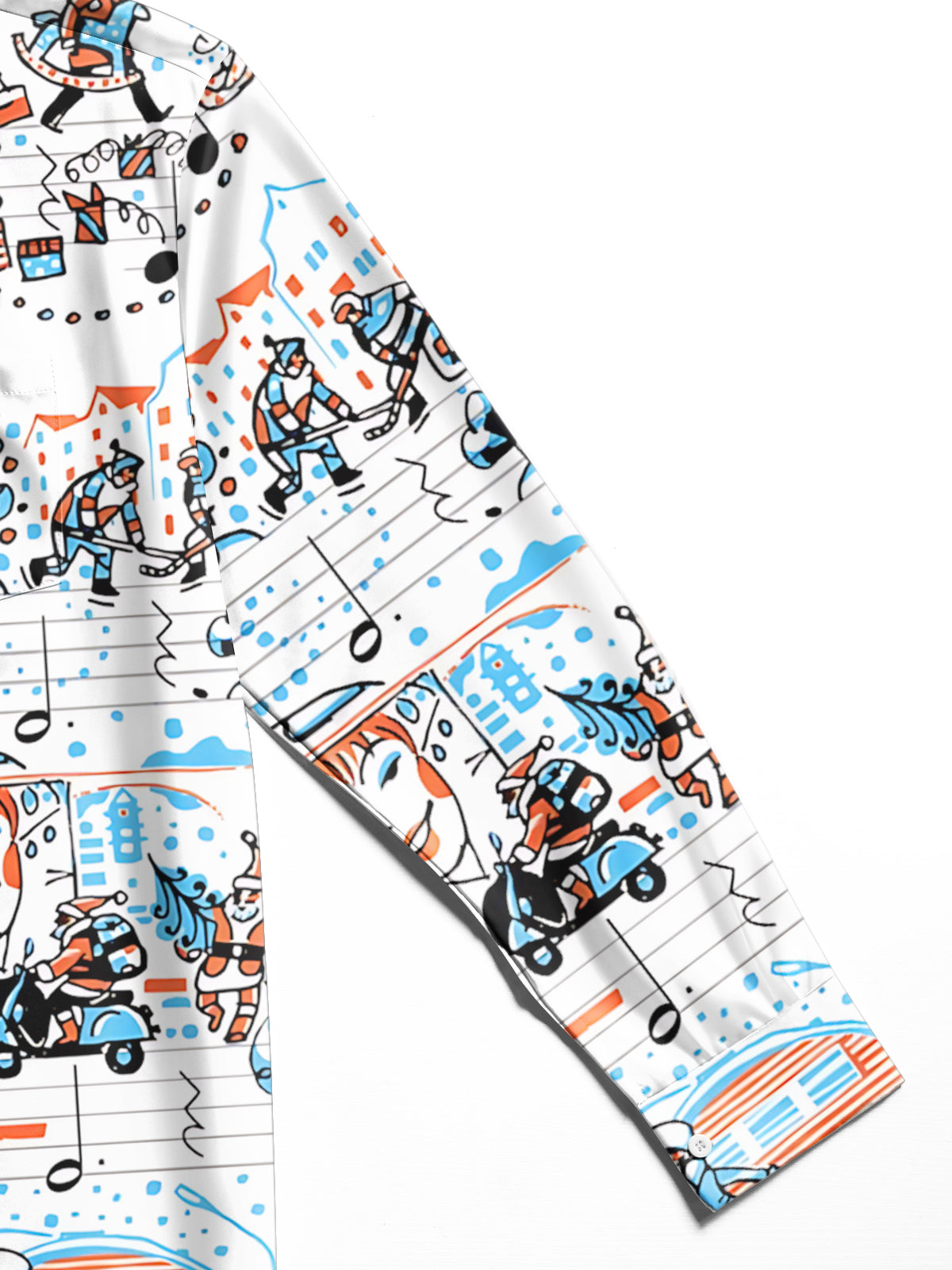 Christmas Note Fun Art Print Men's Pocket Long Sleeve Shirts