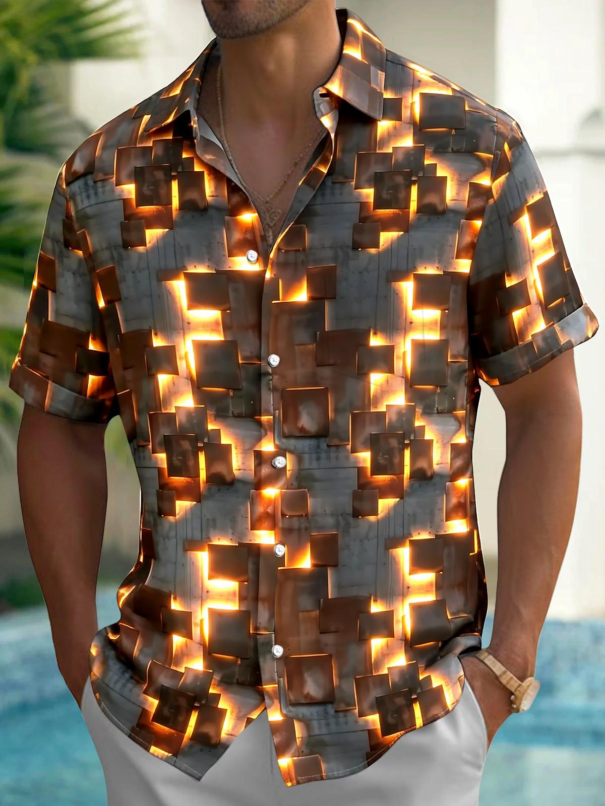 Geometry Men's Pocket Short Sleeve Shirts