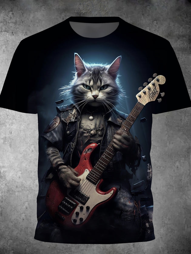 men's cat print graphic t-shirt front view