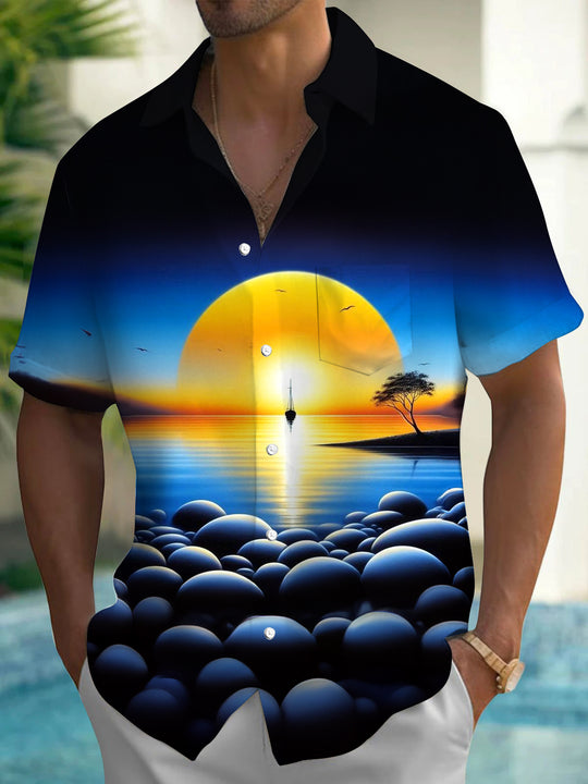 men's Hawaiian shirt front view tropical beach vacation