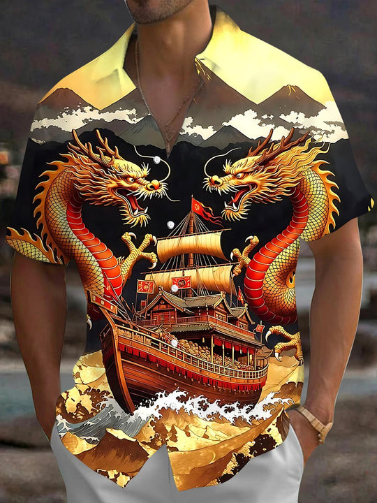 Dragon Boat Men's Pocket Short Sleeve Shirts