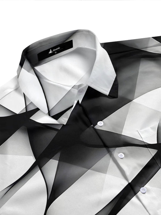 men's abstract print short sleeve shirt side view