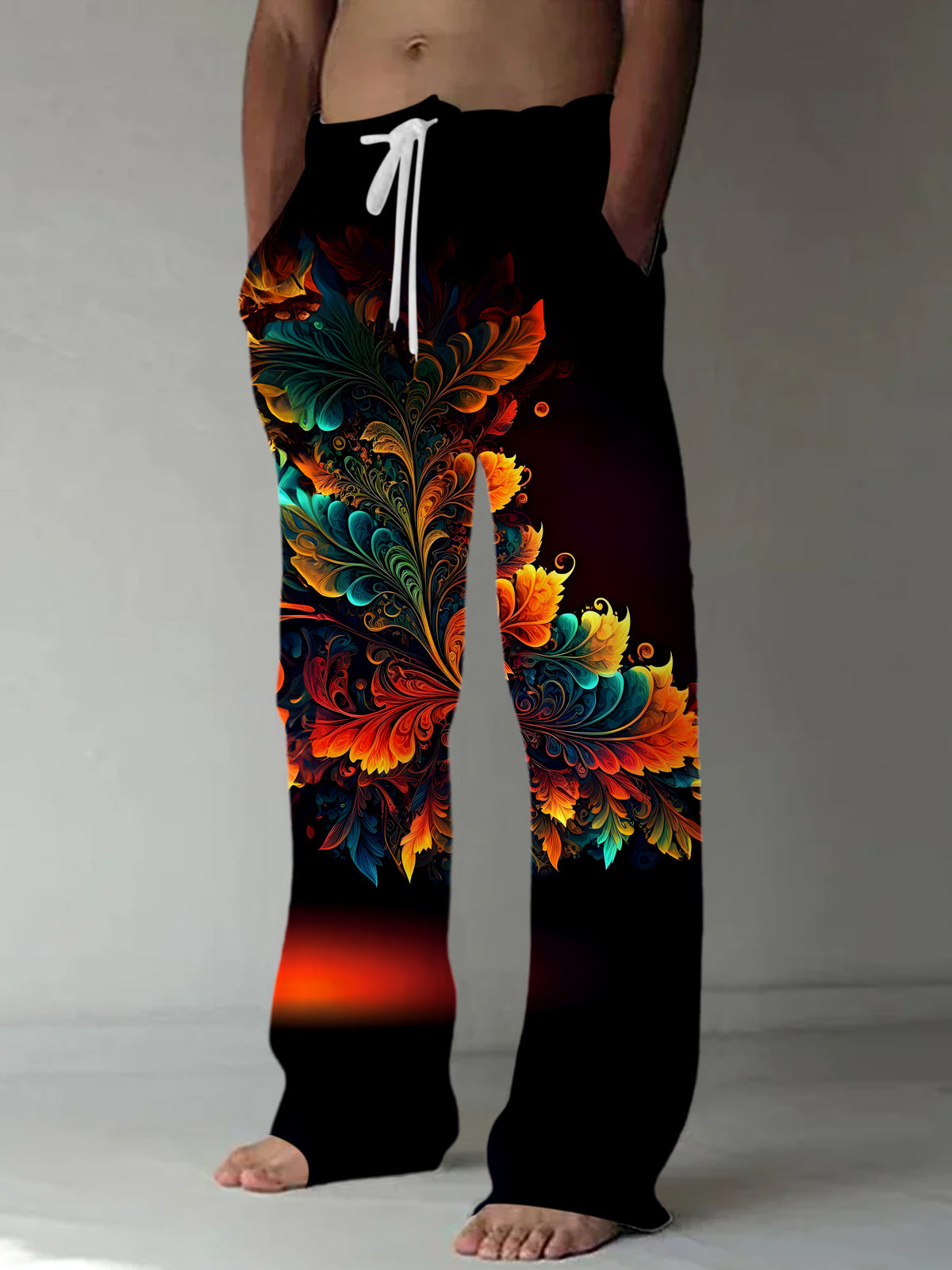 Floral Men's Casual Elastic Waist Pants