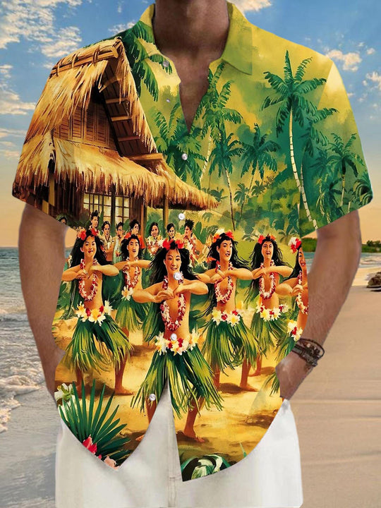 men's Hawaiian shirt front view tropical beach vacation