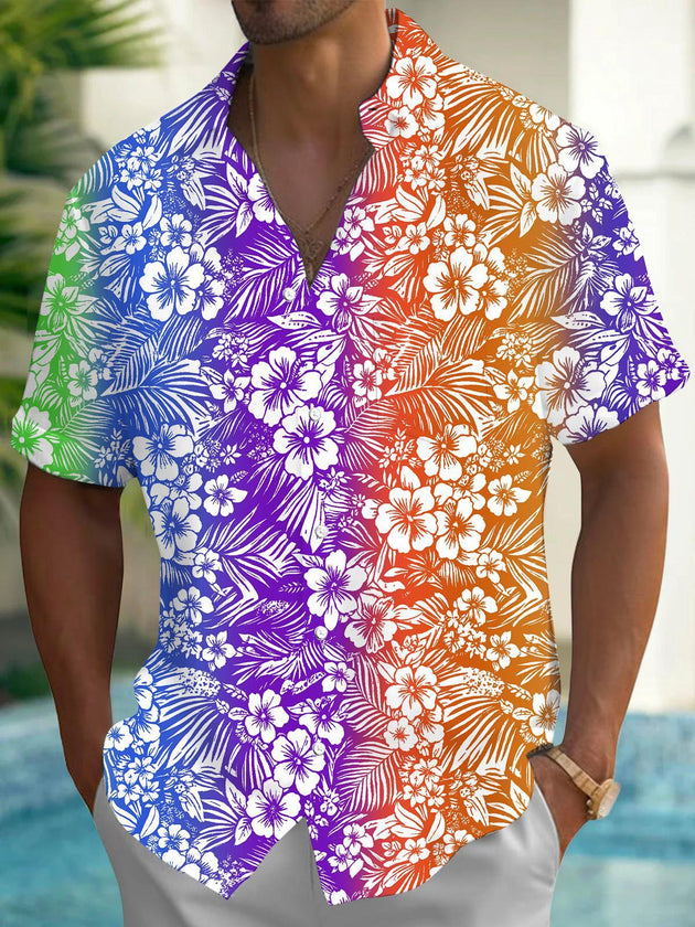 men's Hawaiian shirt front view tropical beach vacation