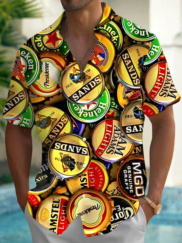 men's beer print shirt front view