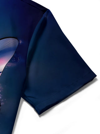 Men's butterfly short sleeve shirt fabric detail close-up