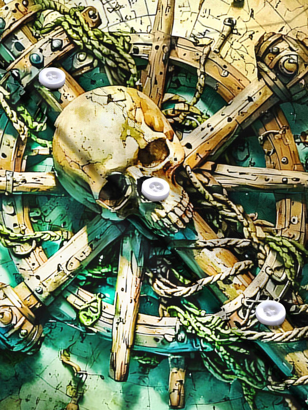 men's skull print short sleeve flat lay shirt