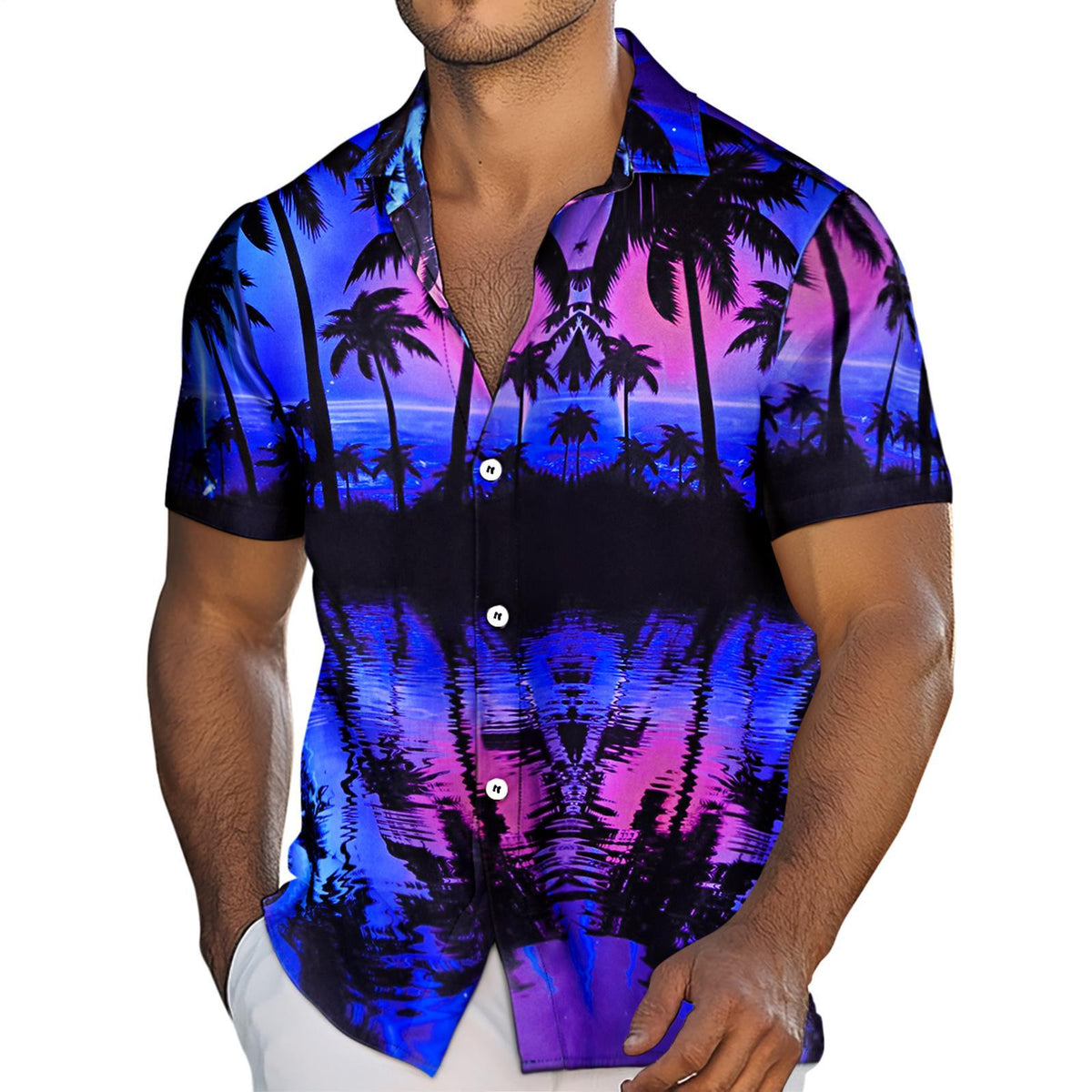 Adaychic Hawaiian Shirt for Men Palm Tree Short Sleeve Button Down Beach Shirts Summer Tops for Party Dating Travel Vacation reliable