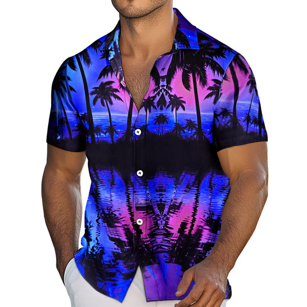 Adaychic Hawaiian Shirt for Men Palm Tree Short Sleeve Button Down Beach Shirts Summer Tops for Party Dating Travel Vacation reliable