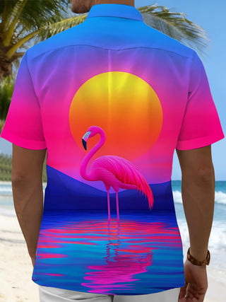 men's tropical bird print shirt back view