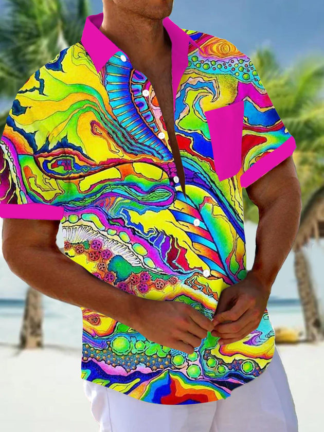 Men's abstract print short sleeve shirt front view