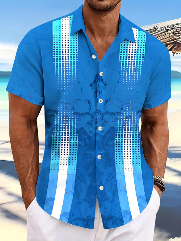 Men's geometric short sleeve shirt front view
